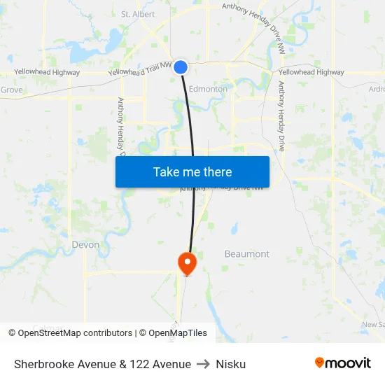 Sherbrooke Avenue & 122 Avenue to Nisku map