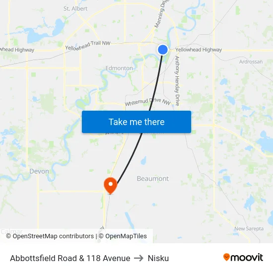 Abbottsfield Road & 118 Avenue to Nisku map