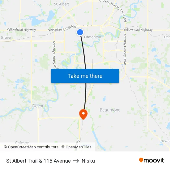St Albert Trail & 115 Avenue to Nisku map