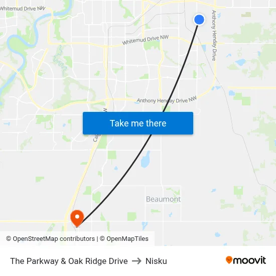 The Parkway & Oak Ridge Drive to Nisku map