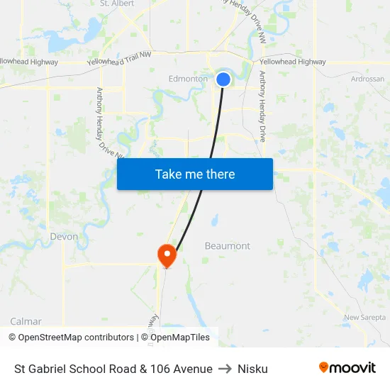 St Gabriel School Road & 106 Avenue to Nisku map