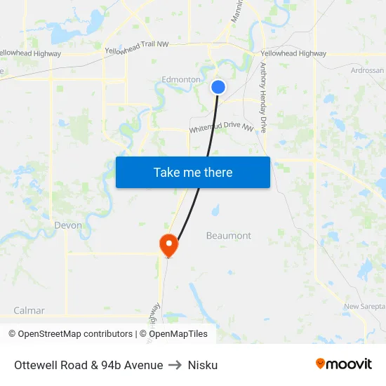 Ottewell Road & 94b Avenue to Nisku map