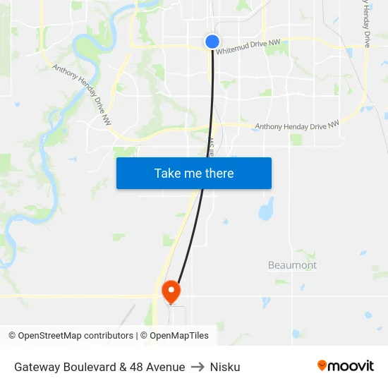 Gateway Boulevard & 48 Avenue to Nisku map