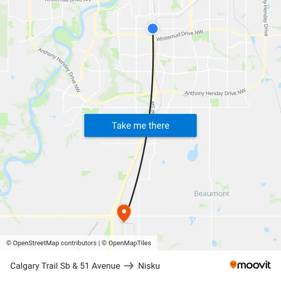 Calgary Trail Sb & 51 Avenue to Nisku map