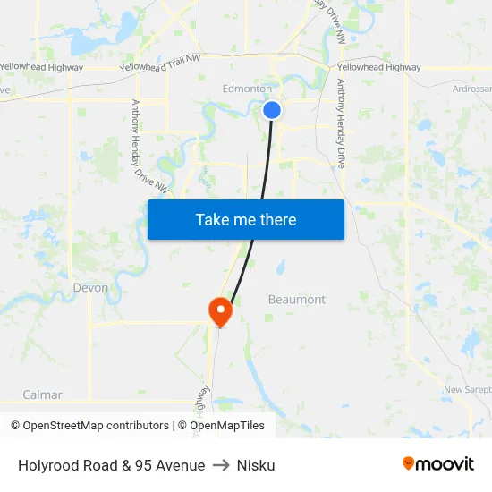 Holyrood Road & 95 Avenue to Nisku map