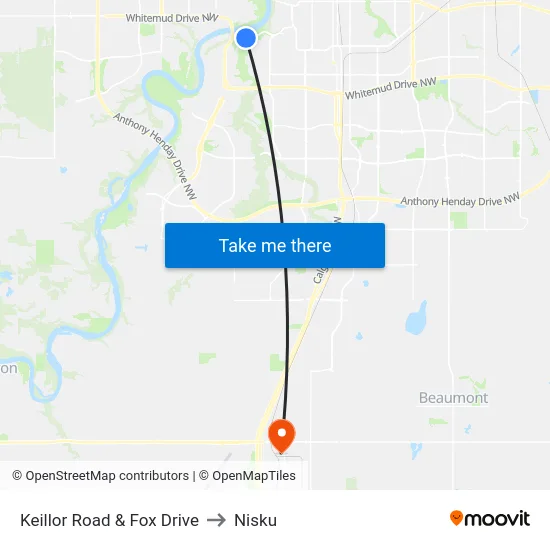 Keillor Road & Fox Drive to Nisku map