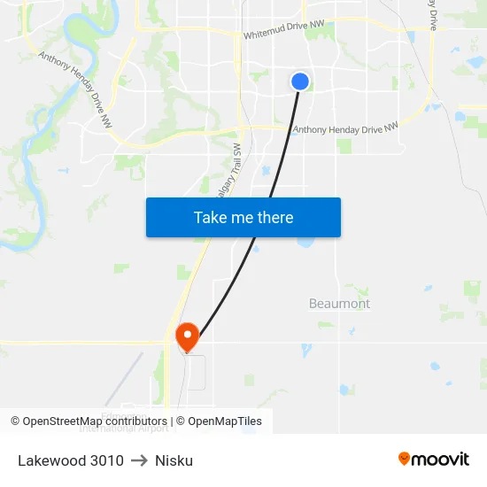 Lakewood 3010 to Nisku map