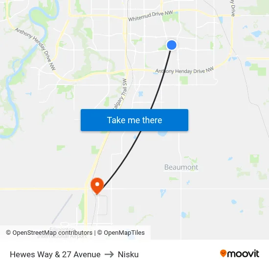 Hewes Way & 27 Avenue to Nisku map