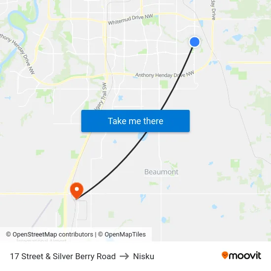 17 Street & Silver Berry Road to Nisku map