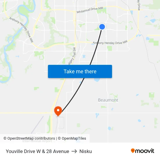 Youville Drive W & 28 Avenue to Nisku map