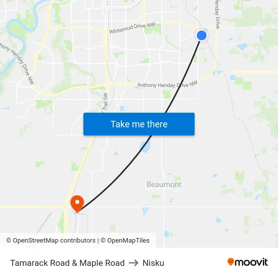 Tamarack Road & Maple Road to Nisku map
