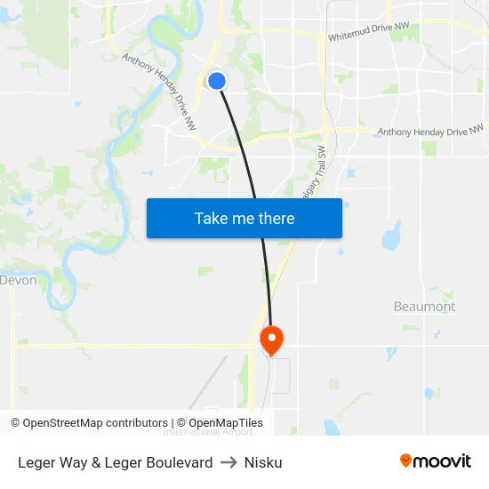Leger Way & Leger Boulevard to Nisku map