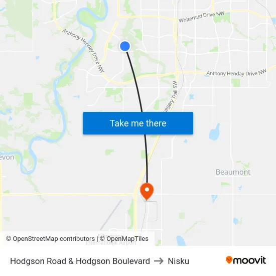 Hodgson Road & Hodgson Boulevard to Nisku map
