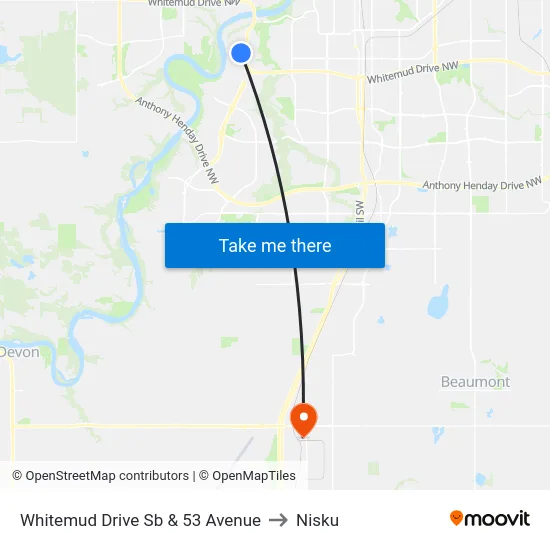 Whitemud Drive Sb & 53 Avenue to Nisku map