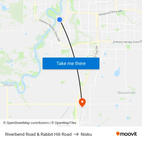 Riverbend Road & Rabbit Hill Road to Nisku map