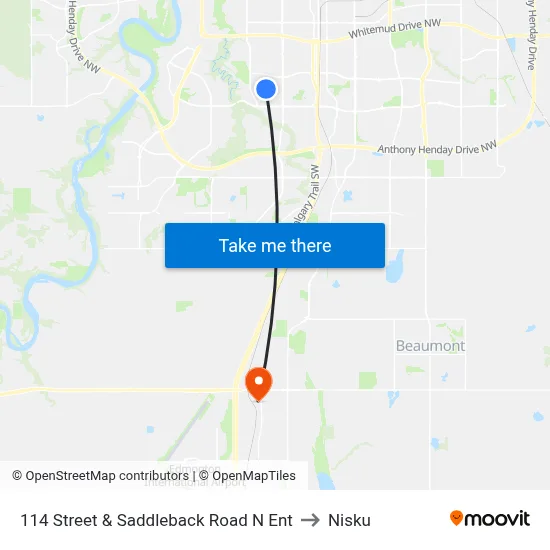 114 Street & Saddleback Road N Ent to Nisku map