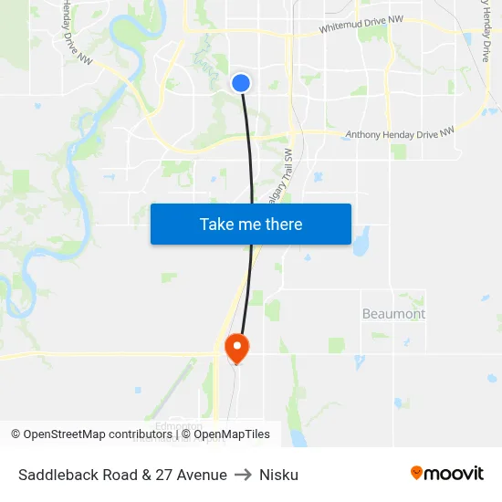 Saddleback Road & 27 Avenue to Nisku map
