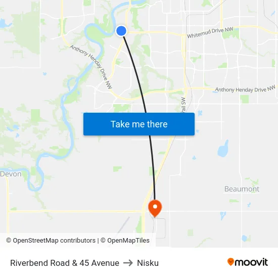 Riverbend Road & 45 Avenue to Nisku map