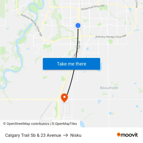 Calgary Trail Sb & 23 Avenue to Nisku map