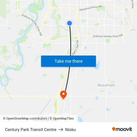 Century Park Transit Centre to Nisku map