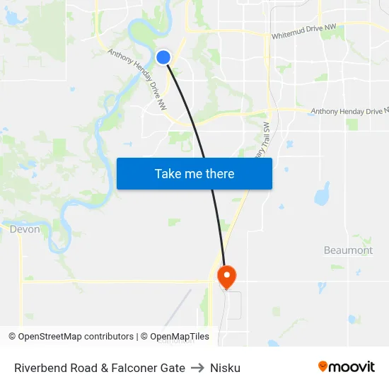 Riverbend Road & Falconer Gate to Nisku map