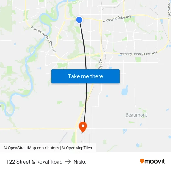 122 Street & Royal Road to Nisku map