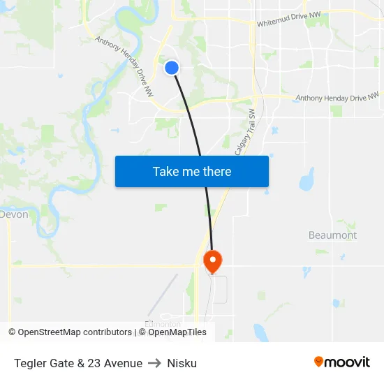 Tegler Gate & 23 Avenue to Nisku map
