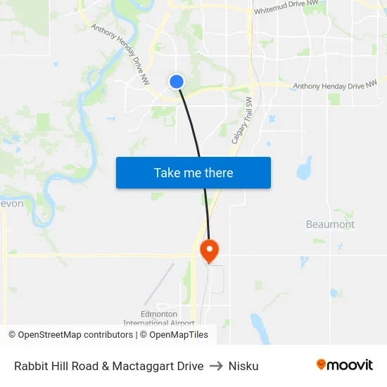 Rabbit Hill Road & Mactaggart Drive to Nisku map
