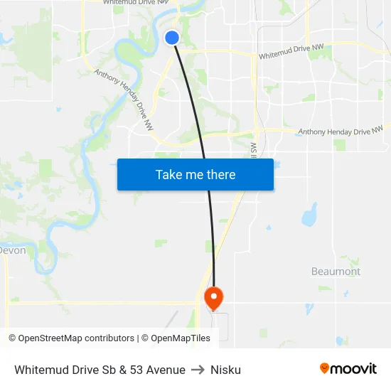 Whitemud Drive Sb & 53 Avenue to Nisku map