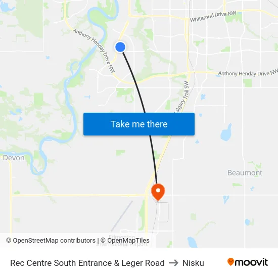 Rec Centre South Entrance & Leger Road to Nisku map