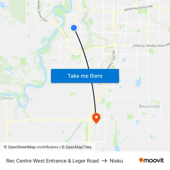 Rec Centre West Entrance & Leger Road to Nisku map