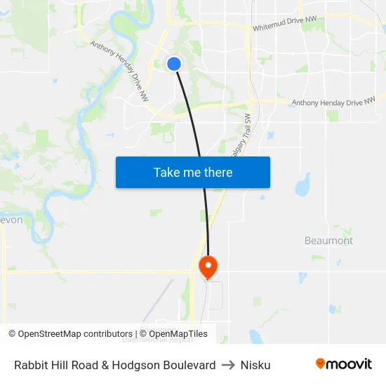 Rabbit Hill Road & Hodgson Boulevard to Nisku map