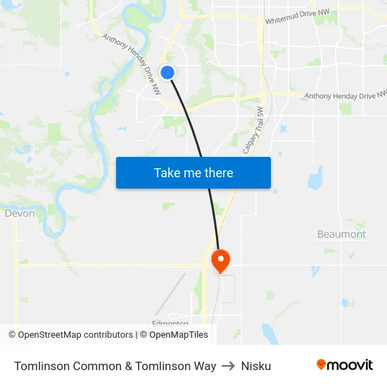 Tomlinson Common & Tomlinson Way to Nisku map