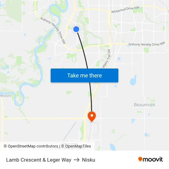 Lamb Crescent & Leger Way to Nisku map
