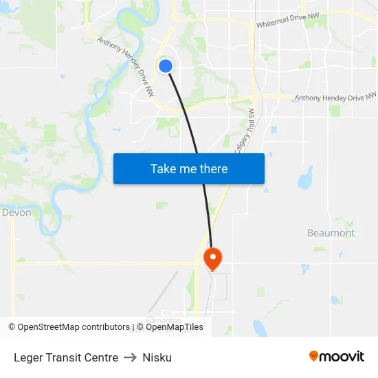 Leger Transit Centre to Nisku map