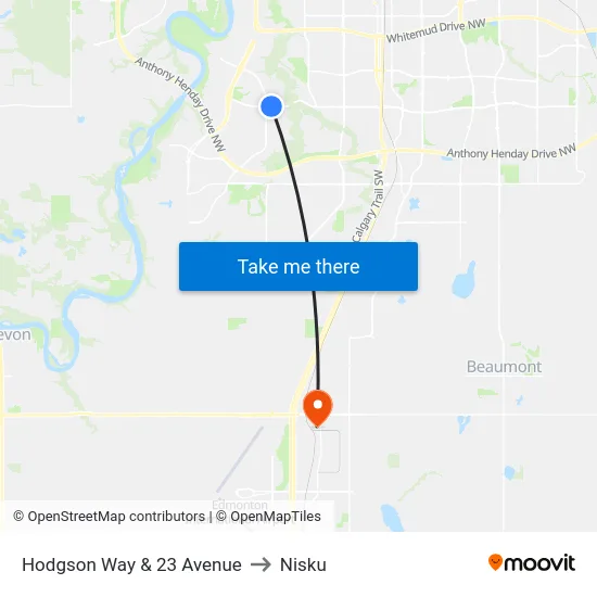 Hodgson Way & 23 Avenue to Nisku map