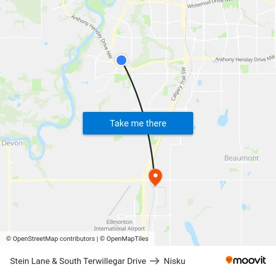 Stein Lane & South Terwillegar Drive to Nisku map