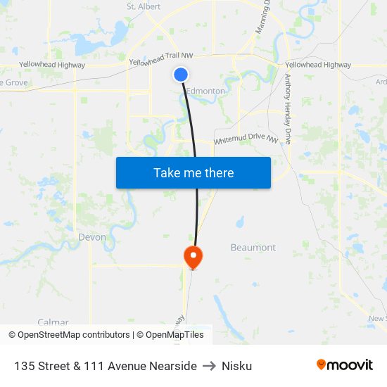 135 Street & 111 Avenue Nearside to Nisku map