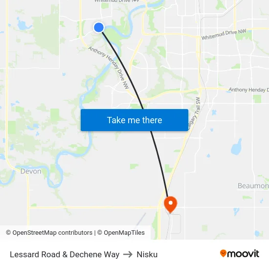 Lessard Road & Dechene Way to Nisku map