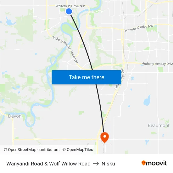 Wanyandi Road & Wolf Willow Road to Nisku map