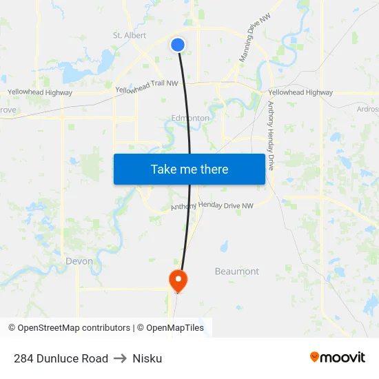 284 Dunluce Road to Nisku map