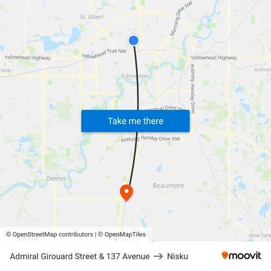 Admiral Girouard Street & 137 Avenue to Nisku map