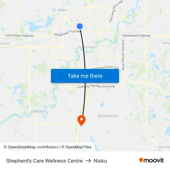 Shepherd's Care Wellness Centre to Nisku map