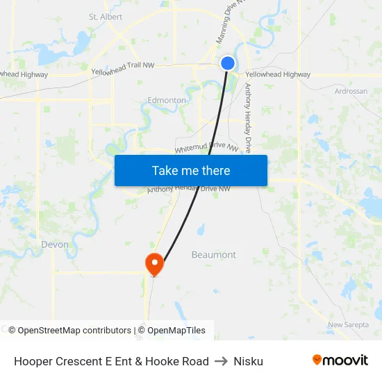 Hooper Crescent E Ent & Hooke Road to Nisku map