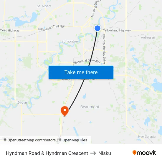 Hyndman Road & Hyndman Crescent to Nisku map