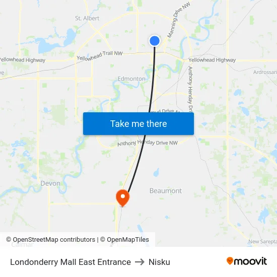 Londonderry Mall East Entrance to Nisku map