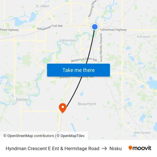 Hyndman Crescent E Ent & Hermitage Road to Nisku map