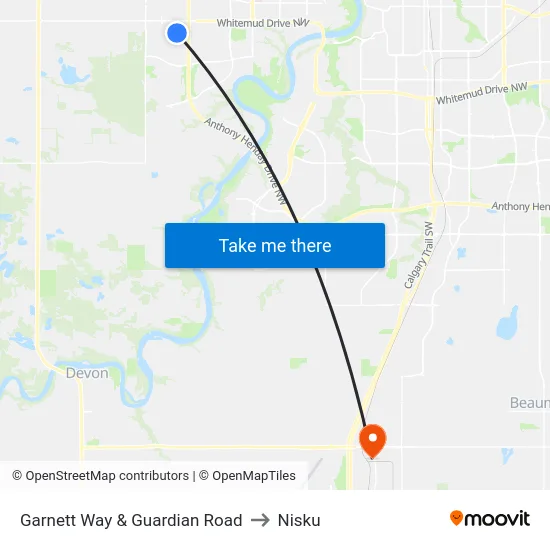 Garnett Way & Guardian Road to Nisku map