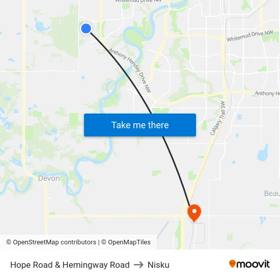 Hope Road & Hemingway Road to Nisku map