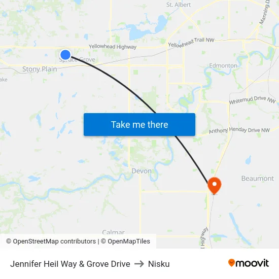 Jennifer Heil Way & Grove Drive to Nisku map